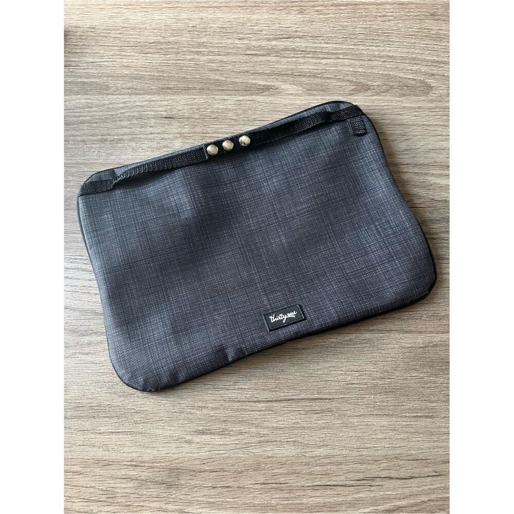 Thirty-One Black/Gray Cross Pop Pocket-A-Tote Zip Rectangle Bag Pouch #758D